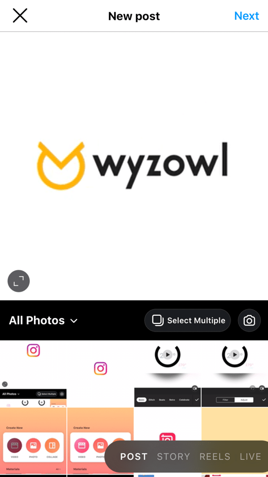 Instagram camera roll