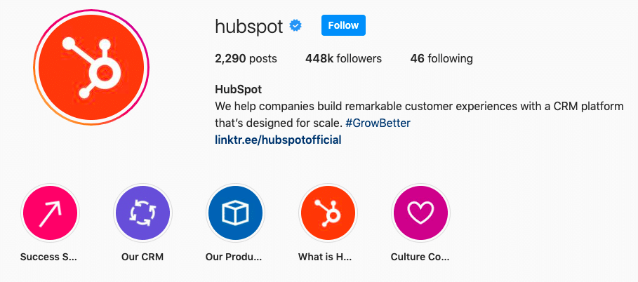 HubSpot Instagram profile