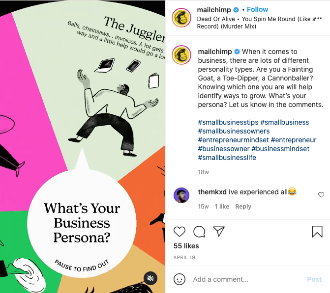 Mailchimp Instagram post